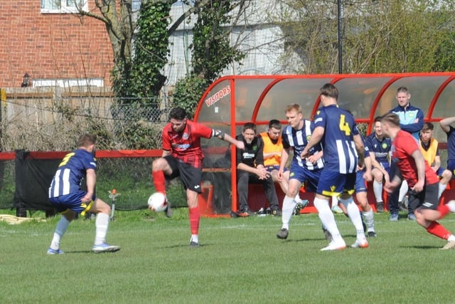 Action from Wick's home defeat to Godalming in the SCFL Division 1 at Crabtree Park