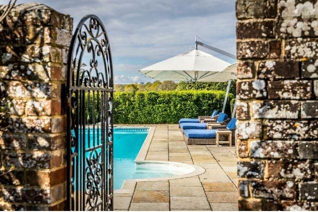 There is a stunning outdoor swimming pool