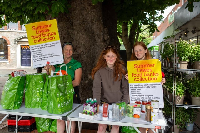 Volunteers from across East Sussex collected items of food and household goods outside a number of supermarkets for three Lewes food banks.