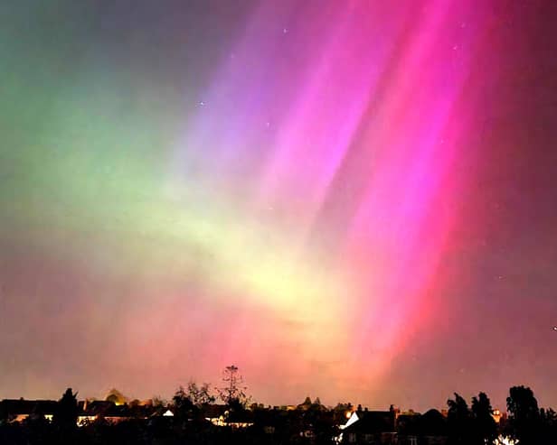The aurora borealis pictured over Burgess Hill