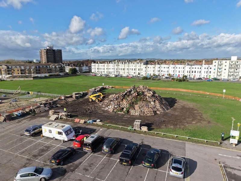 Littlehampton bonfire being built ahead of the big event on Saturday, October 24, 2026