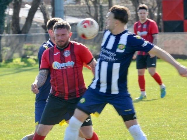 Action from Wick's home defeat to Godalming in the SCFL Division 1 at Crabtree Park
