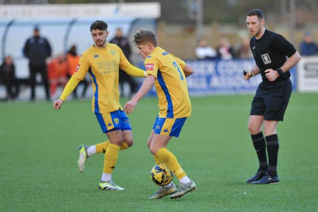 Lancing, pictured here taking on Ramsgate, continued their fine run of form with a win away to Erith and Belvedere | Picture: Stephen Goodger
