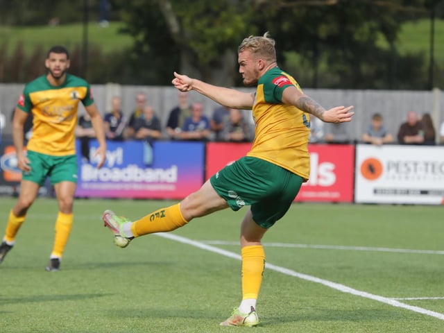 Action from Horsham's 2-0 home defeat to Bishop's Stortford in the Isthmian Premier on Saturday