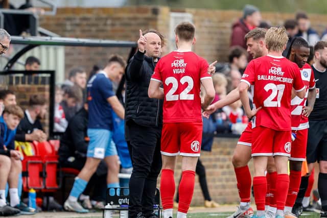 Adam Murray gives instructions during the win over Weymouth | Picture: Lydia Redman