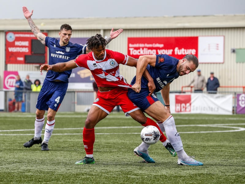 Images from Eastbourne Borough's 2023-24 season opener, a 1-0 National South home win over Hampton and Richmond