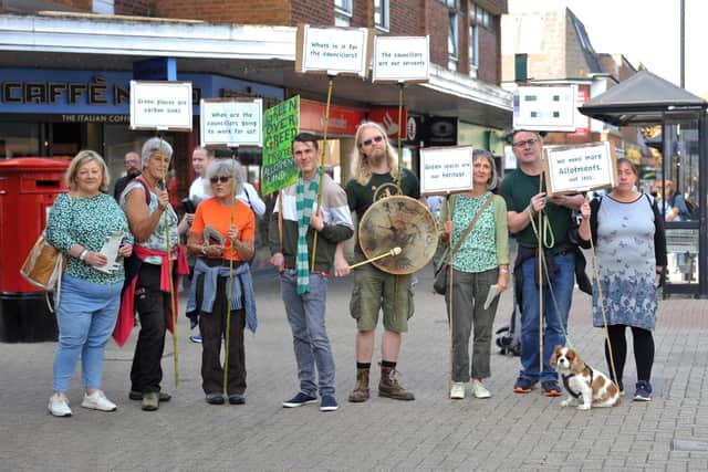 A joint protest by Burgess Hill Allotments Association and Burgess Hill Residents Association took place on Saturday, October 7, in Church Walk, Burgess Hill