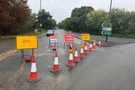 The road closure at Long Furlong. Photo: Eddie Mitchell