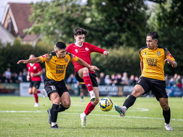 Action from the pre-season friendly between Three Bridges and Crawley Town. Crawley Town won 2-1 thanks to two goals from Danilo Orsi. Picture: Eva Gilbert