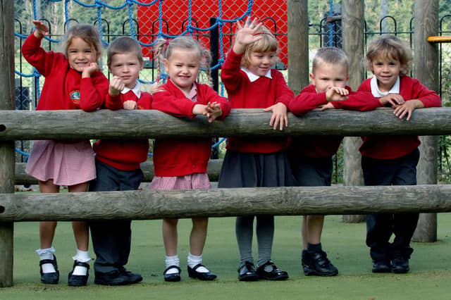 Children starting school at Clapham and Patching Primary School in September 2010