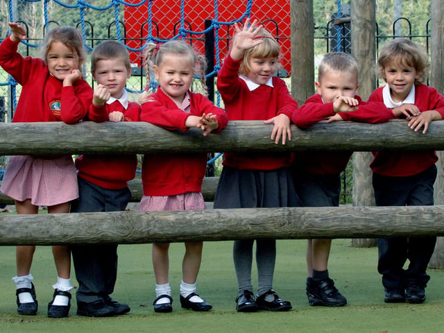 Children starting school at Clapham and Patching Primary School in September 2010