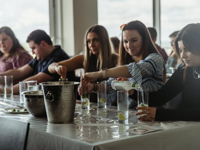 People taking part in the drinks masterclass.