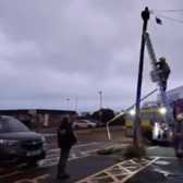East Sussex Fire and Rescue Service attend a gull hanging from a cable at Fisherman's Green, Eastbourne. Photo: East Sussex WRAS