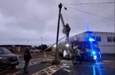 East Sussex Fire and Rescue Service attend a gull hanging from a cable at Fisherman's Green, Eastbourne. Photo: East Sussex WRAS