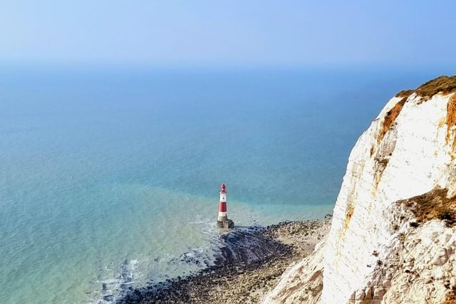 Beachy Head lighthouse and the clear blue sea and sky, taken by Mike Tedford.