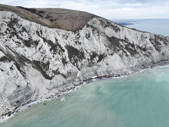 A shipping container washed up at Beachy Head seen on Sunday, January 18