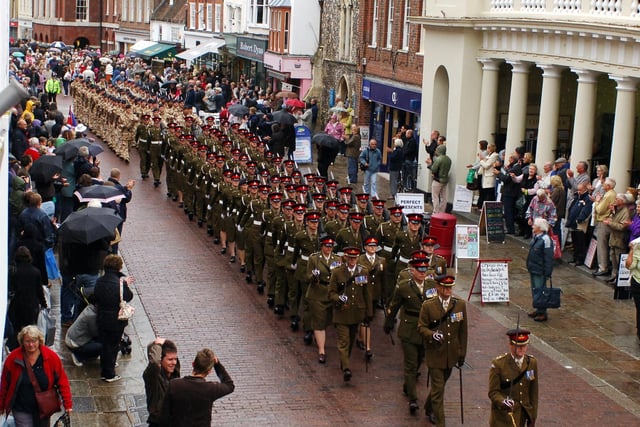 A proud moment for the 47th Regiment Royal Artillery as they parade down North Street.