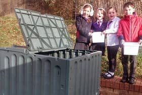 Aldrington pupils with their new compost bin