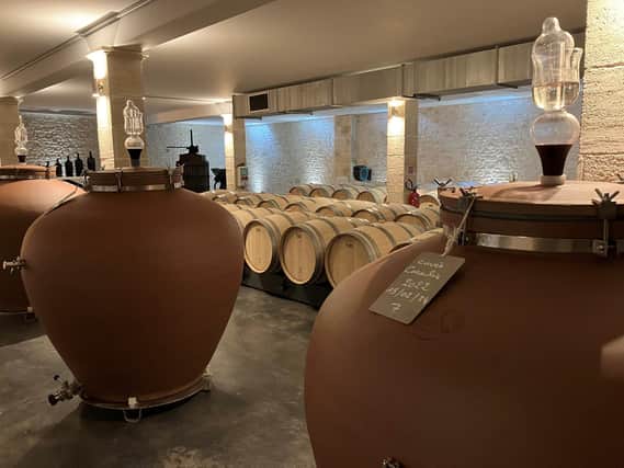 Barrel and Amphora Cellar at Chateau La Tilleraie ©Richard Esling WineWyse