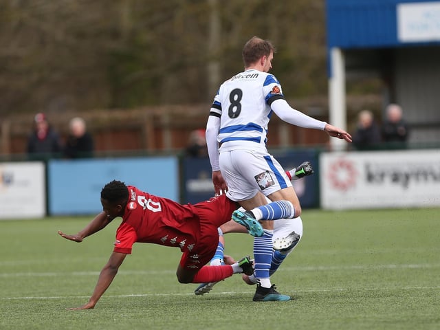 Action from Worthing FC's defeat at Oxford City in National League South
