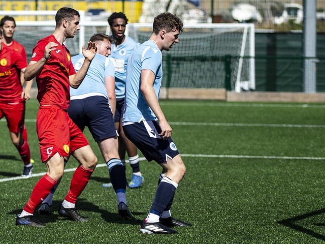 Newhaven FC take on Spelthorne Sports in the FA Cup
