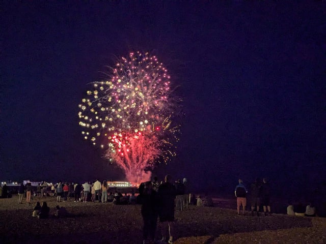 Worthing Lions Festival fireworks were launched from the end of Worthing Pier on July 27, 2024, to a crowd of hundreds on the beach and promenade