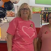 Community champion Alison Whitburn, left, and team leader Lynsey, who suggested doing the Wear it Pink fundraising event