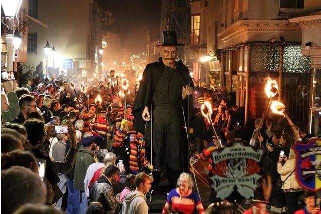 Bonfire procession in the High Street