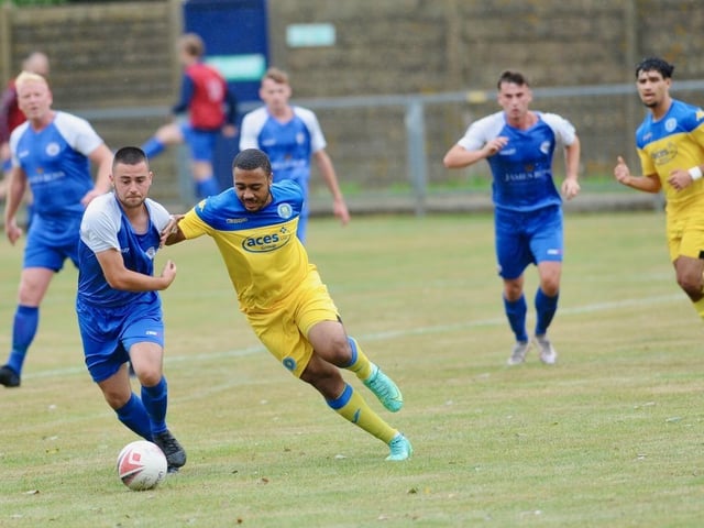 Shoreham FC take on Epsom and Ewell FC in a pre-season friendly at Middle Road