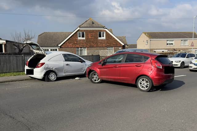 Collision in Brodrick Road, Eastbourne. Picture from Sussex News and Pictures