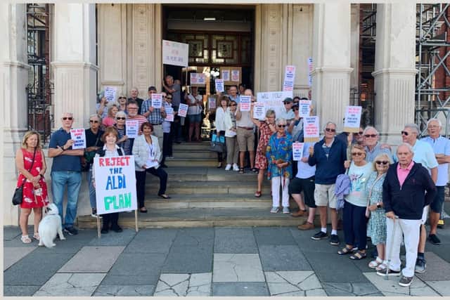 Objectors protesting outside Eastbourne Town Hall. (Image credit: Raj Pisavadia)