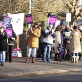 Nursing staff (pictured outside Worthing Hospital) are striking again in England to secure a future with safe patient care and fair pay. Photo: Eddie Mitchell