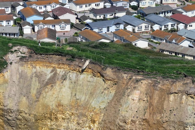 Large section of Newhaven cliff falls away just metres from mobile home park