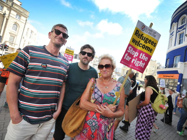 Hastings Stand Up To Racism's National Day Of Protest on August 10 2024 in Robertson Street.