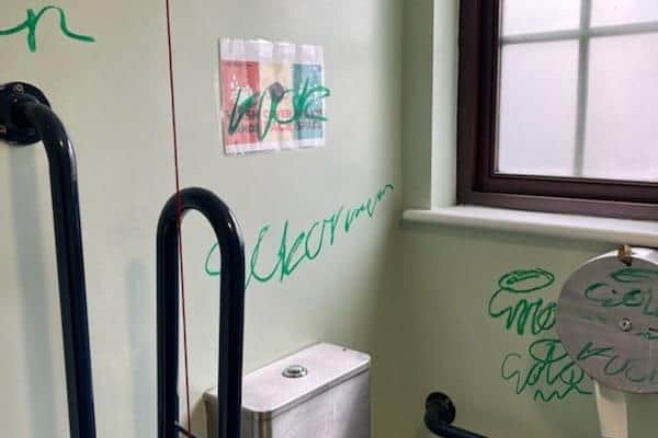 The vandalism in the public toilet in North Street, Hailsham