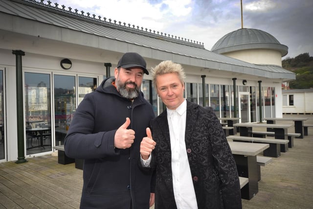 Hastings Pier getting ready for the Easter Weekend 2023: Leaseholder Max Wolf, who will also be running Casa De Pier, with Keir Halliday, proprietor of La Belle Vue restaurant and bar on Hastings Pier.
