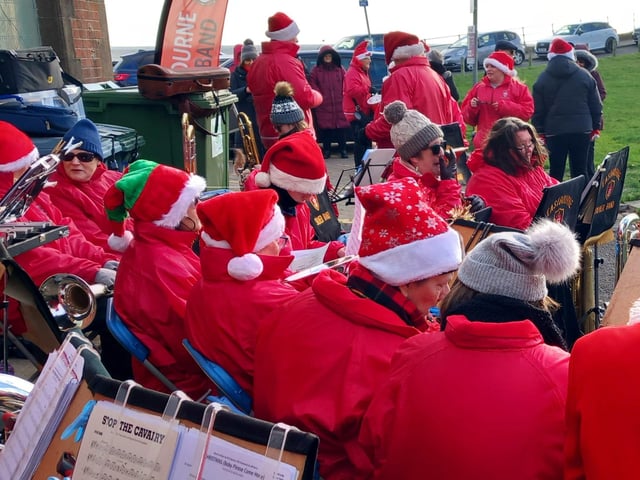 Eastbourne Silver Band's Christmas Day concert on the Wish Tower Slopes.