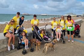 The Greenfield family on Worthing seafront during the 20k trek