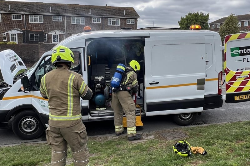 Emergency services called to van fire in Eastbourne