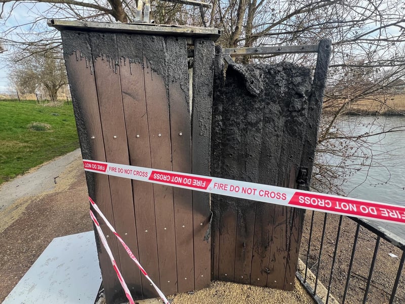 A fire involving a newly installed food dispenser at Brooklands Park in Worthing is believed to have been started deliberately.