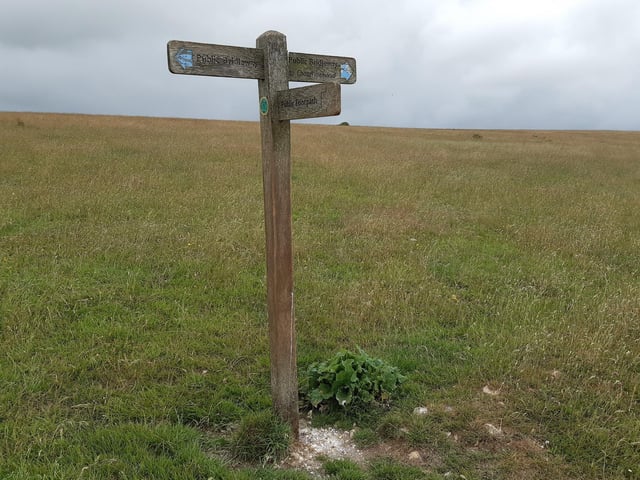 As you work your way up hill, look out for this signpost on a wide footpath, where you turn right to visit the Chattri Memorial.