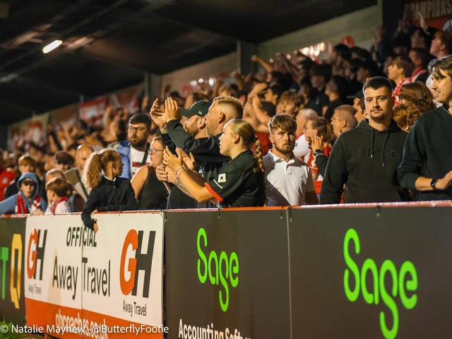 Crawley Town drew 1-1 with MK Dons at the Broadfield Stadium - here are fans, actions and goal celebrations