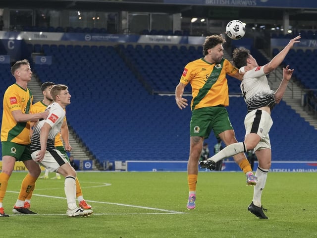 Littlehampton Town and their fans at the Sussex Transport Senior Cup final at the Amex Stadium