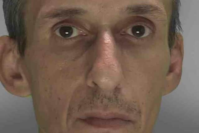 Convicted drug-dealer Florin Cotoi, 46, has been jailed for raping a woman in an alleyway in West Sussex. Picture courtesy of Sussex Police