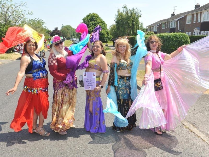 The floats and walking groups proceeded through the village in colourful and imaginative costumes with crowds of spectators lining the streets to cheer them on