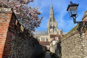 Chichester Cathedral, as seen from St. Richard's Walk