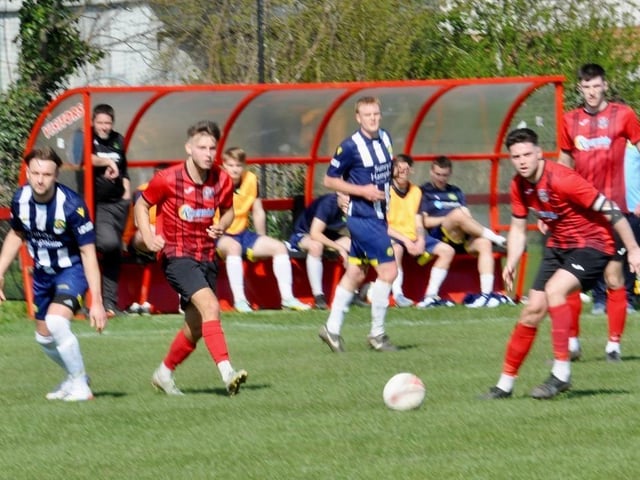 Action from Wick's home defeat to Godalming in the SCFL Division 1 at Crabtree Park