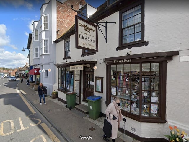 Cobblestone Walk, 74 High St, Steyning BN44 3RD. 4.7 stars on Google Reviews. One review said: "What a gem of a place! Found this while hiking the South Downs Way and couldn't have been happier. Staff were super friendly and helpful, food was delicious and the portions huge! Highly recommended!"