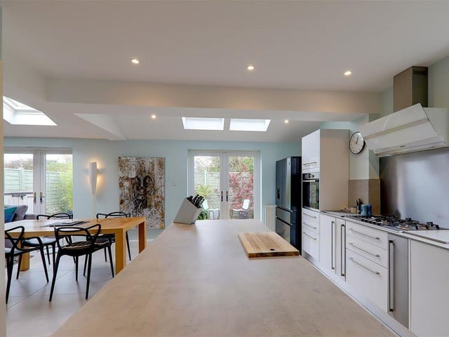 This impressive three-bedroom house close to the beach in Goring has a feature family room with part-vaulted ceiling