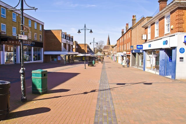 Burgess Hill town centre on the first day of the Covid lockdown
